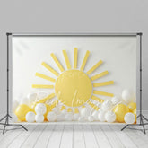 Aperturee - Aperturee White Wall Yellow Sun Balloons Cake Smash Backdrop